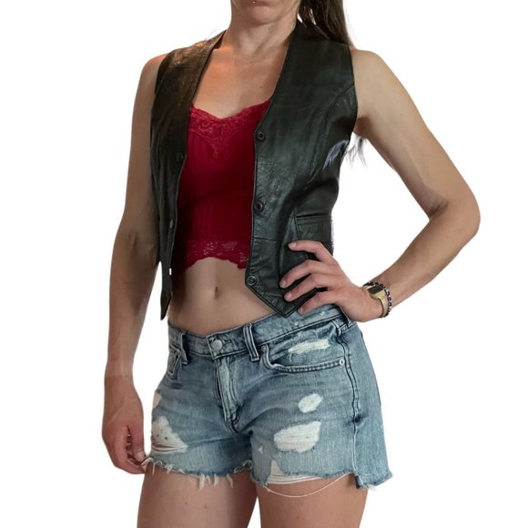 Black Barney's Leather Vest Small - Picture 5 of 5